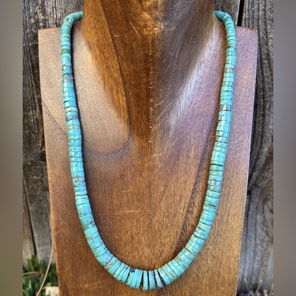 Sterling Silver Graduated Heishi Turquoise Bead 18 inch